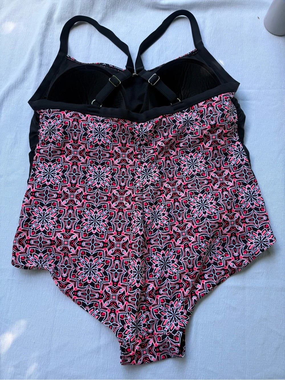 Plus Size 3X Catalina Hot Pink and Black Patterned One-Piece Supportive Swimsuit